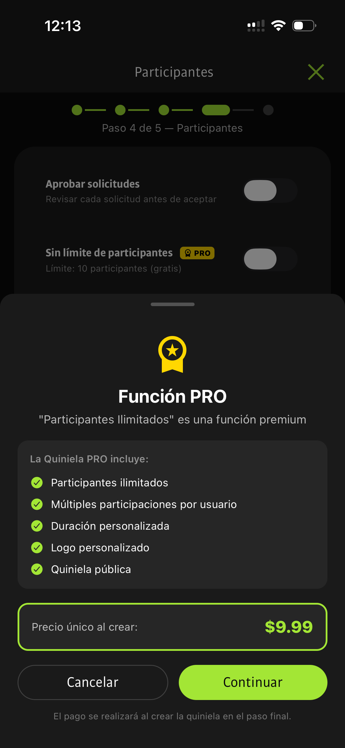 Configuración de quiniela PRO